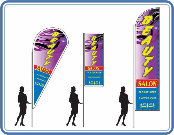 Beauty Salon social distancing - Feather Teardrop Sail Flag