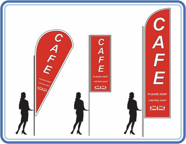 Cafe social distancing - Feather Teardrop Sail Flags