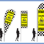 caution children crossing flag