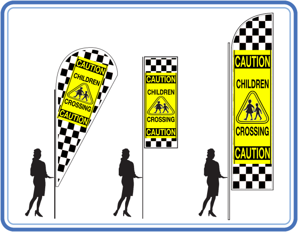 caution children crossing flag