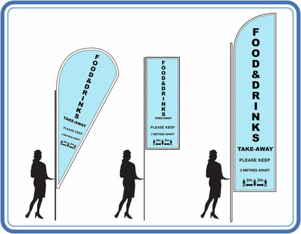 Food & Drink social distancing - Feather Teardrop Sail Flag