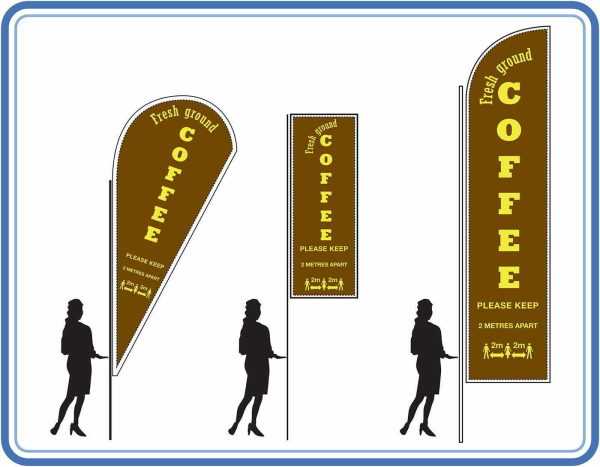 Coffee Shop social distancing - Feather Teardrop Sail Flag