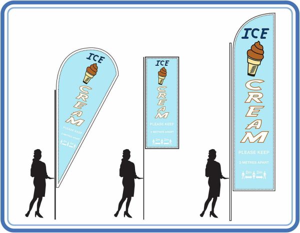 Ice Cream social distancing - Feather Teardrop Sail Flags
