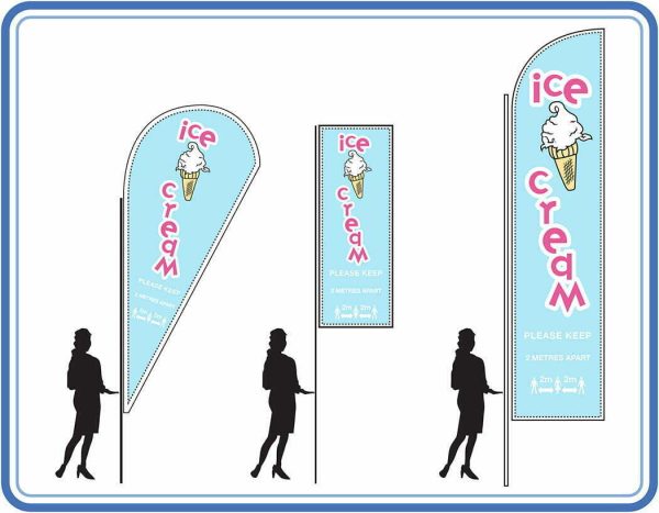 Ice Cream social distancing - Feather Teardrop Sail Flags
