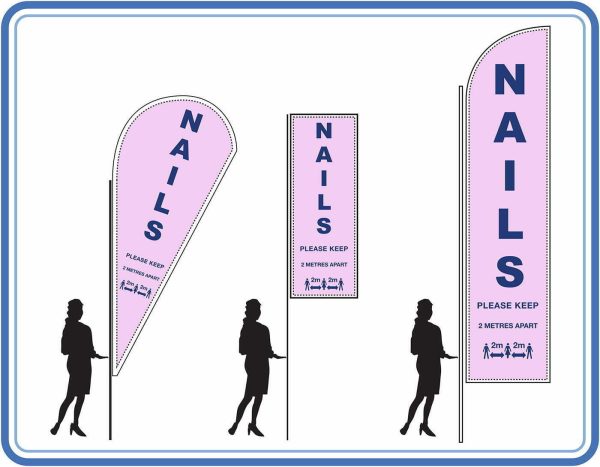 Nail Salon social distancing - Feather Teardrop Sail Flags