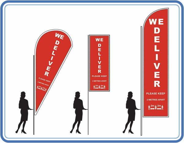 Buy Cheap We Deliver social distancing - Feather Teardrop Sa We Deliver social distancing - Feather Teardrop Sail Flags