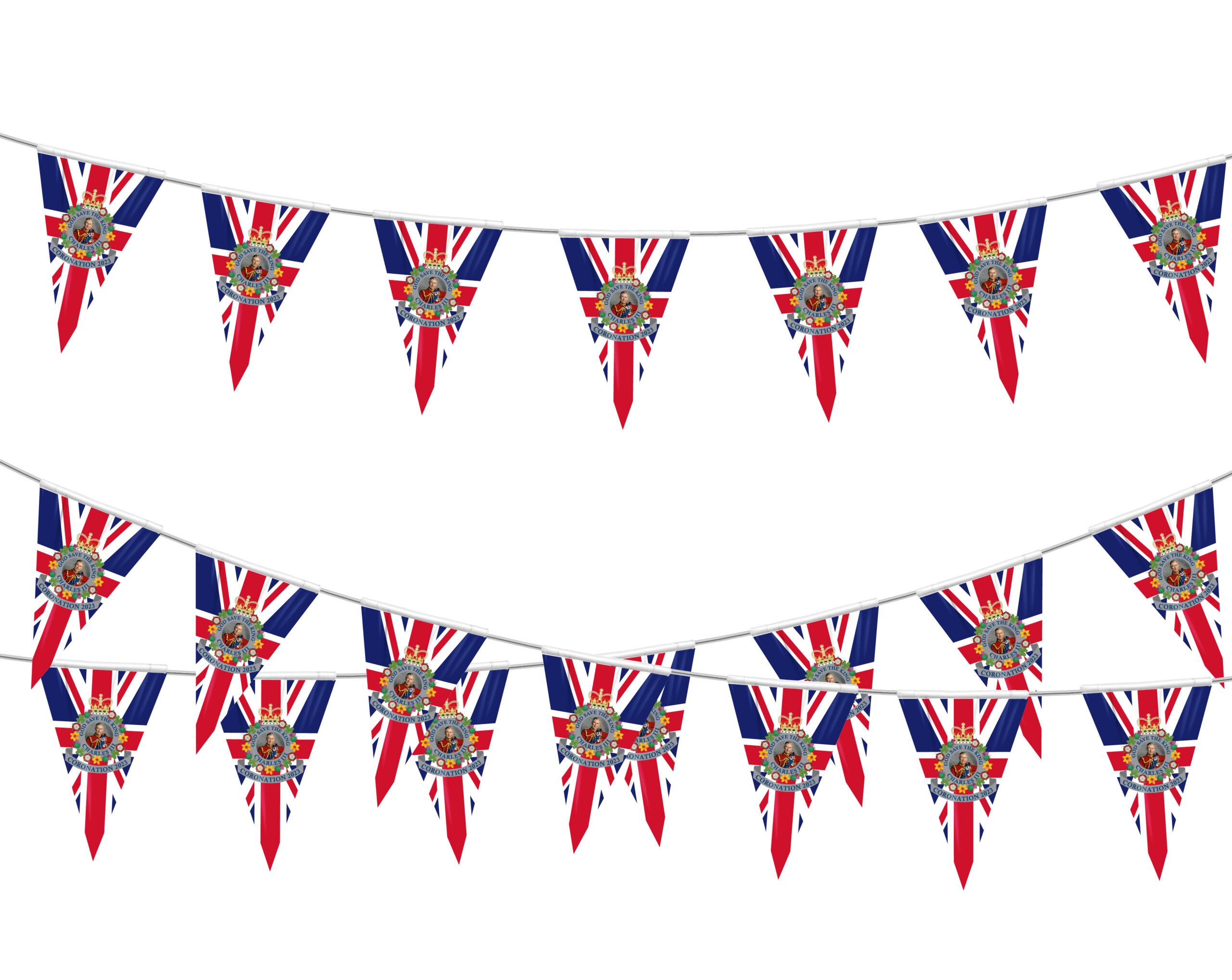 King Charles Coronation Bunting medium size flags – EclipseFlags